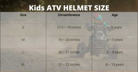 Pin on ATV helmet size chart