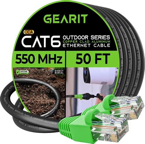 Gearit Cat6 Outdoor Ethernet Cable With Cca Copper Clad For In Wall