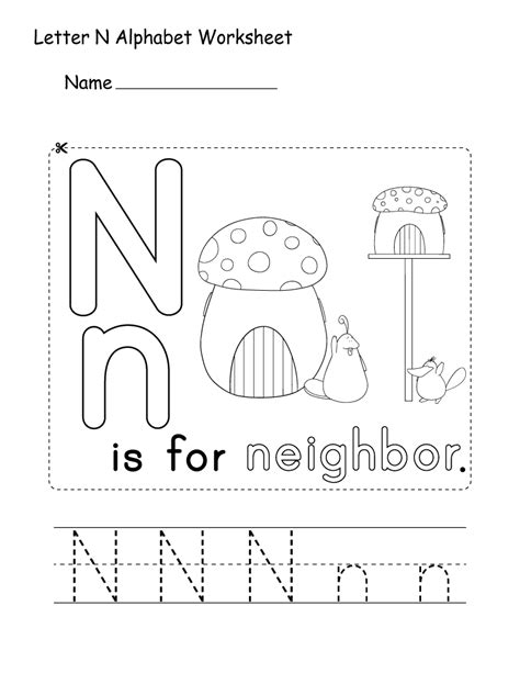 Download N Sound Handwriting Alphabet Letter N Worksheets