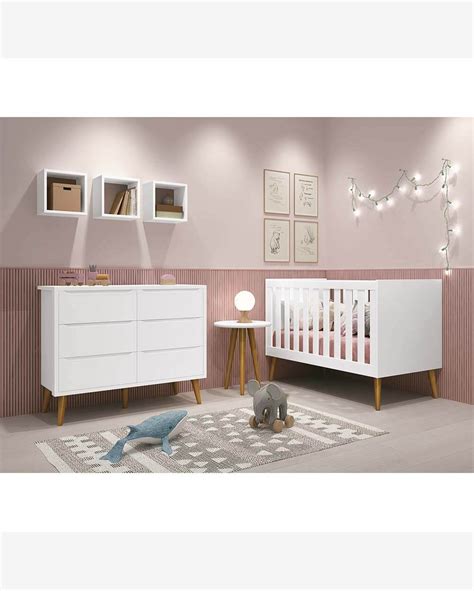 Riachuelo Kit Quarto Infantil Theo Madeira Branco Fosco Berço Cômoda