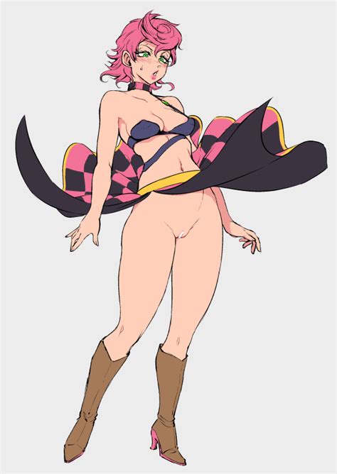 Rule 34 Boots Bottomless Breasts Choker Front View Full Body Jojos