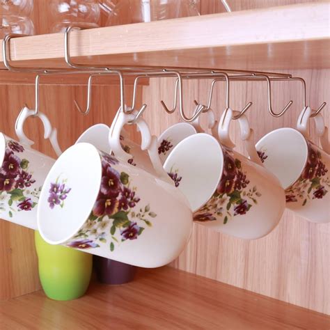 Scorpiuse Under Shelf Mug Holder Stainless Steel Hooks Under Cabinet