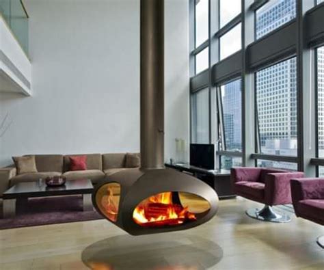 24 Stunning Hanging Fireplace Ideas in Different Shape - InteriorSherpa