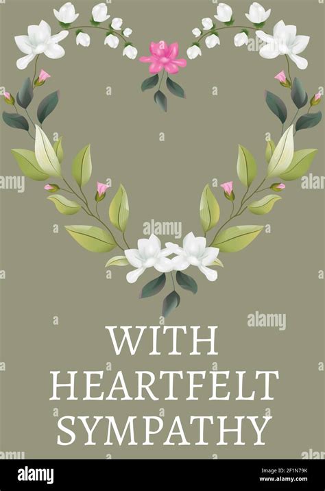 With Heartfelt Sympathy Text With Illustration Of Flowers On Green