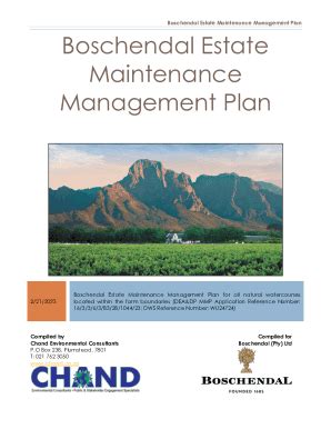 Fillable Online Boschendal Estate Maintenance Management Plan