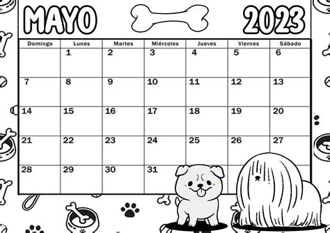 mayo  imprimir  colorear calendario dibujando  vani