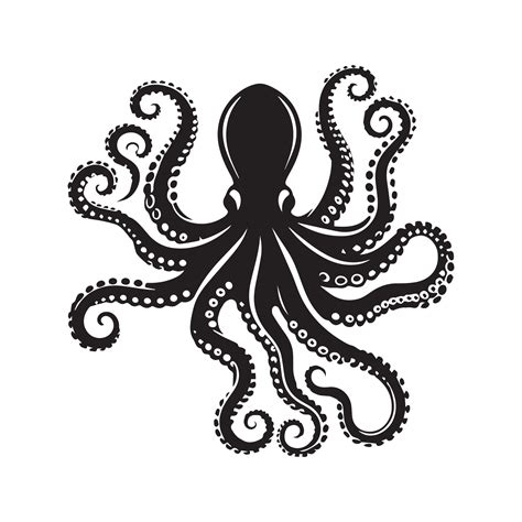 Octopus silhouette flat illustration. 44807163 Vector Art at Vecteezy