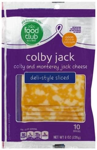 Food Club Deli Style Sliced Colby Jack Cheese Ea Nutrition