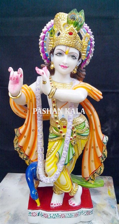 White Painted Marble Krishna For Worship Size 12 To 66 Inch At Rs 80