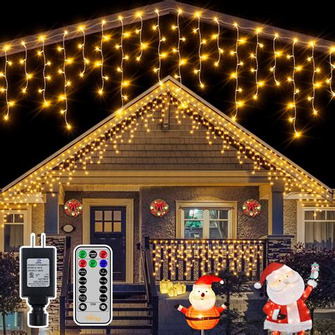 Homeleo Solar Christmas Lights Outdoor Icicle Lights Warm White LED