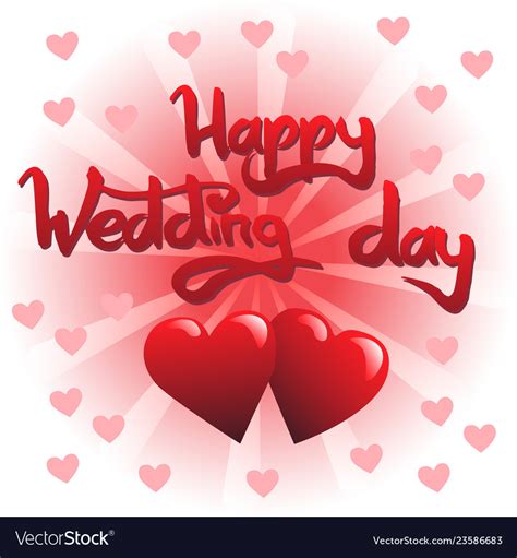 Happy Wedding Day Lettering Royalty Free Vector Image