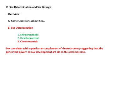 Ppt V Sex Determination And Sex Linkage Powerpoint Presentation