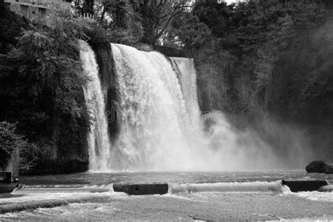 Waterfall in Black and White Stock Photo - Image of ground, landascape ...