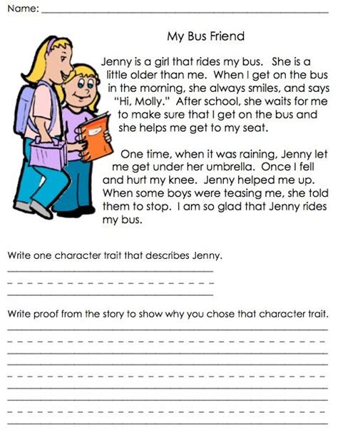 Character Traits Rd Grade Worksheets