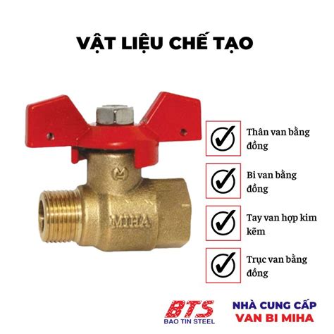 Van bi đồng MIHA ren trong ren ngoài tay bướm hợp kim