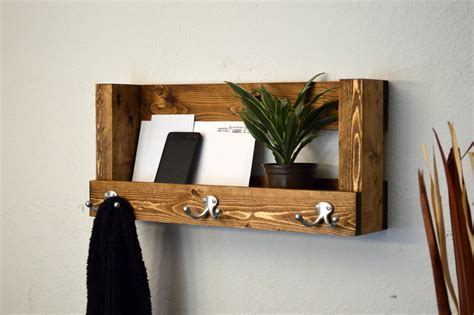 Wall Organizer Entryway Shelf Keys Phone Mail by RusticModernDecor