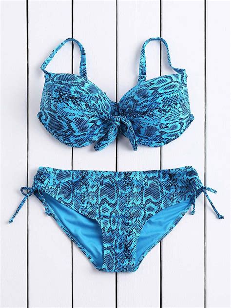 41 OFF 2021 Stylish Spaghetti Strap Lace Up Python Women S Bikini