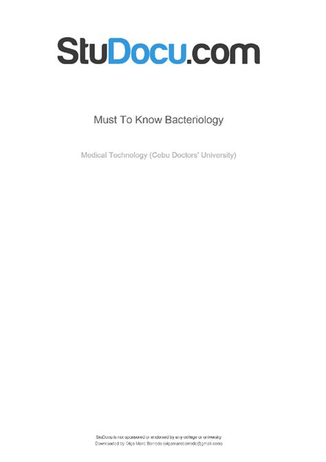 Must To Know Bacteriology Bs Medical Technology Studocu