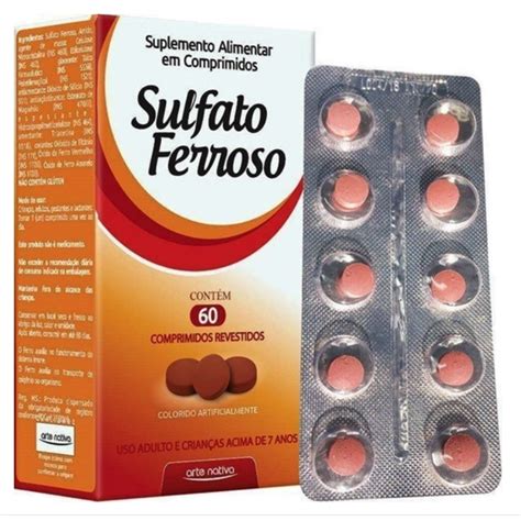 Sulfato Ferroso 40mg Suplemento Alimentar 60 Comprimidos Shopee Brasil