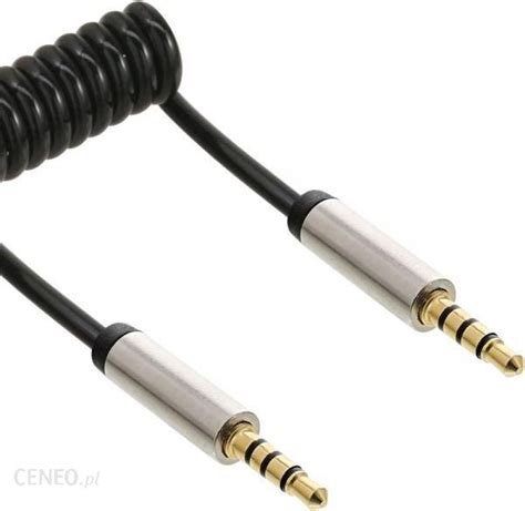 InLine Slim Audio spiralny kabel 3 5mm męski 4 pin Stereo 2m 99272