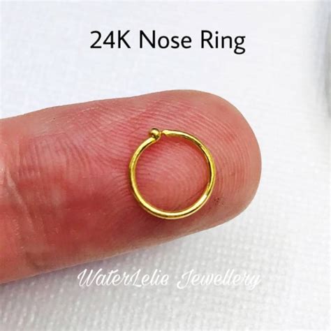 Solid K Gold Nose Ring K Real Gold Hoop One Ring Or One Etsy