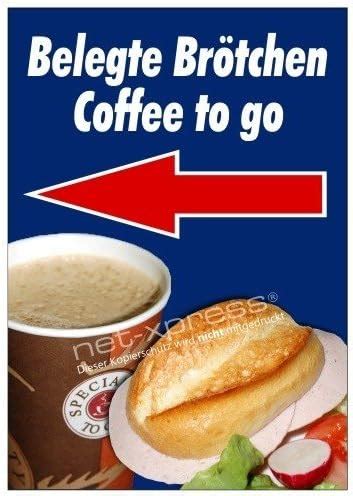 net xpress Plakat Coffee to go Belegte Brötchen Pfeil Links DIN A1