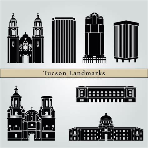 Tucson Usa Skyline and Landmarks Silhouette Stock Vector - Illustration ...