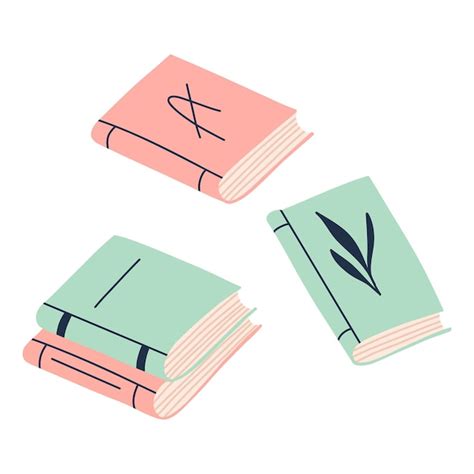 Conjunto de livros em ilustração vetorial de estilo simples Vetor Premium