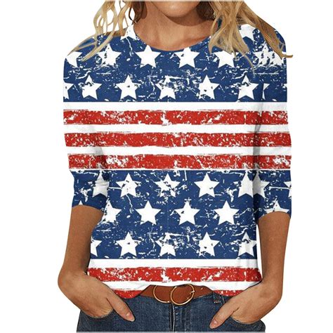 Apexfwdt American Flag Patriotic Shirt Women 4th Of July Patriotic 3 4