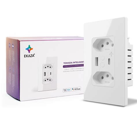 Tomada Inteligente Wifi Dupla Entrada Usb Compatível Alexa