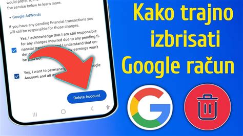 Kako Izbrisati Gmail Nalog Trajno Izbri Ite Google Ra Un Youtube