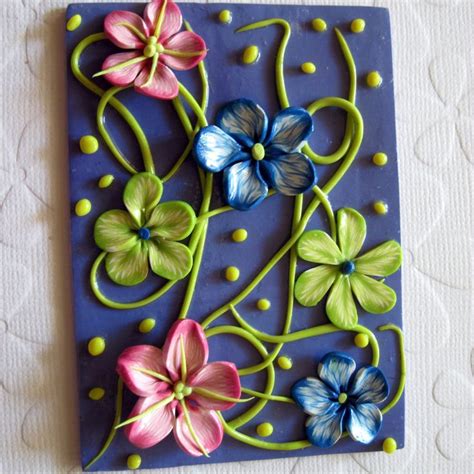 Polymer Clay Atc Polymer Clay Painting Clay Wall Art Handmade Flowers Tutorial