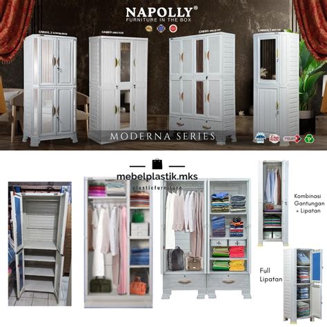 Jual Lemari Putih Plastik Napolly Cermin Modern Cabinet Sultan Cabsul