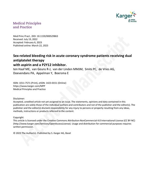 Pdf Sex Related Bleeding Risk In Acute Coronary Syndrome Patients