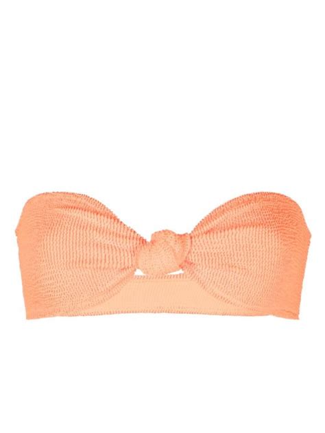 MC2 SAINT BARTH Knot Detailing Strapless Bikini Top Orange Editorialist