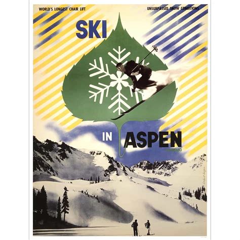 Ski In Aspen Art Deco Poster By Herbert Bayer