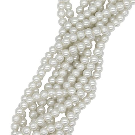 6mm Round Glass Pearl White The Bead Shop