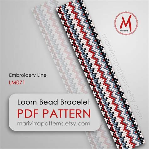 Embroidery Line Native Loom Bead Pattern For Bracelet Ukrainian