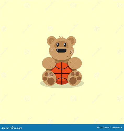 Flat Art Cartoon Illustration Of A Cartoon Bear Basketball Stock