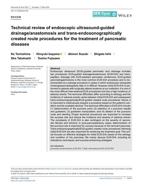 Pdf Technical Review Of Endoscopic Ultrasound‐guided Drainage