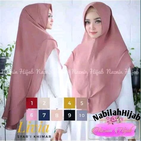 Hijab Livia Khimar 2 Layer Modis Terbaru Jilbab Khimar Instan 2 Layer