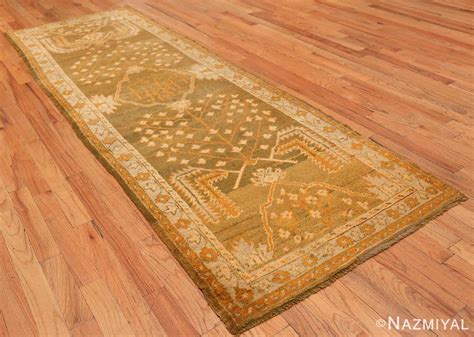 Antique Turkish Green Oushak Runner Rug 42997 Nazmiyal Antique Rugs