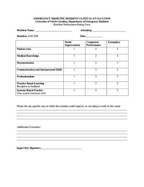 Fillable Online Cordem Emergency Medicine Resident Clinical Evaluation