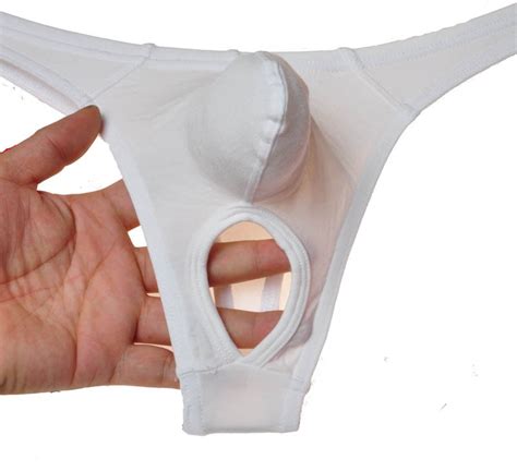 Hot Mens Balls Hole Thong Nuts Out Underwear Modal Pouch T Back Modal Trunks Size M L Xl Offer