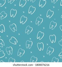 Vector Dental Seamless Pattern Teeth Linear Stock Vector Royalty Free