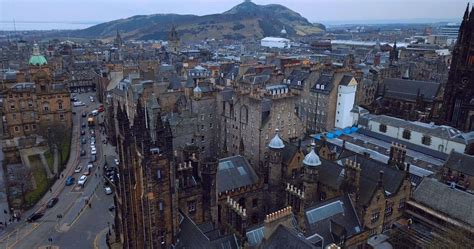 Edinburgh city centre, aerial view 20405212 Stock Video at Vecteezy