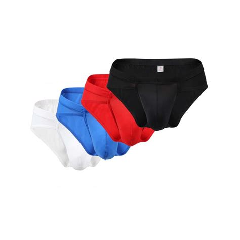 Avamo 4 Pack Mens Low Rise Ice Silk Thong Underwear With Enhancing