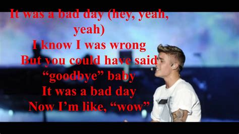 Bad Day Justin Bieber Lyrics Youtube