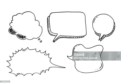 Set Of Hand Drawn Sketch Speech Bubbles Vector Illustration Stock Illustration Download Image