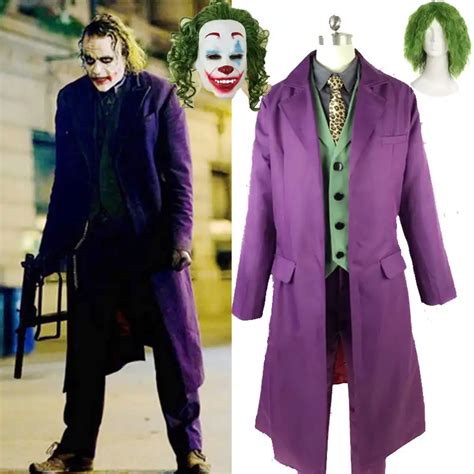 Batman The Dark Knight Cosplay Joker Costume Coat Pants Vest Tie